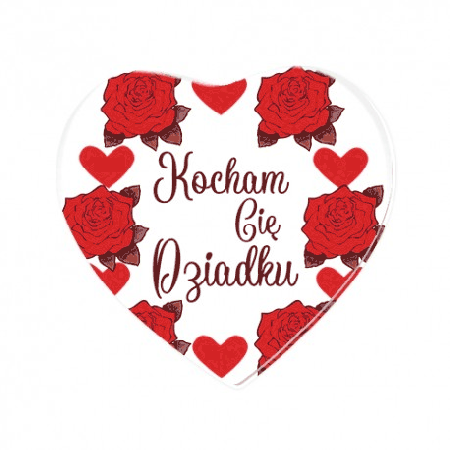 Serce z czerwonymi różami kocham Cię dziadku